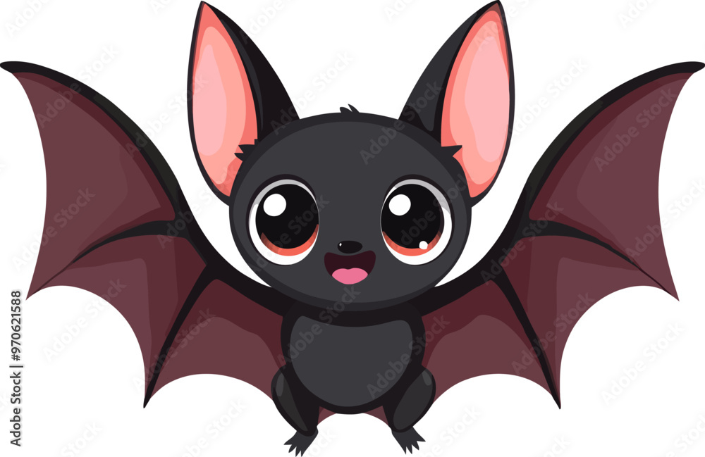 Cute cartoon bat character with large ears and wings, perfect for Halloween decorations or children's illustrations vector.