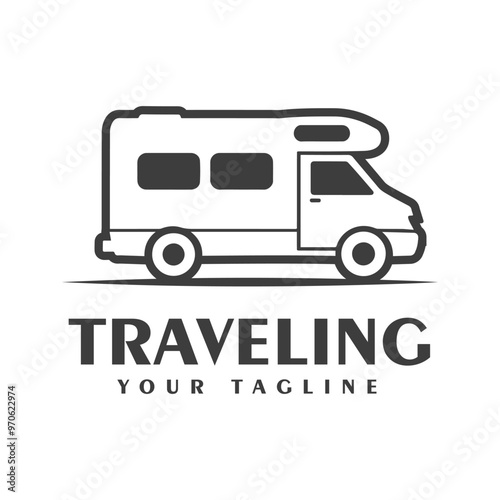 Vintage Retro Vehicle Car RV Simple Vector Design Illustration