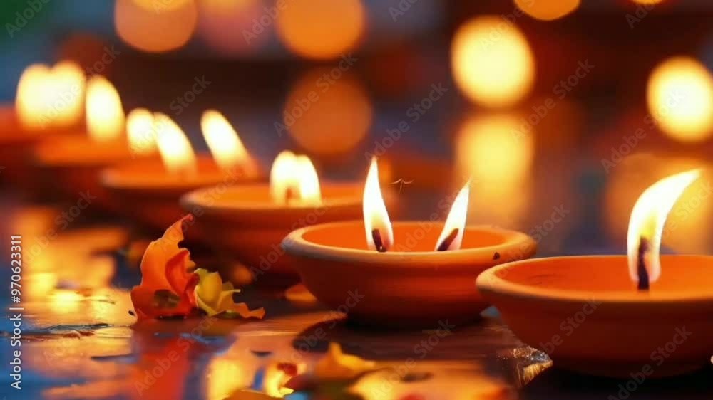 Happy Diwali beautiful clay diya lamps lit during Diwali celebration Happy Diwali beautiful clay diya lamps lit during Diwali celebration