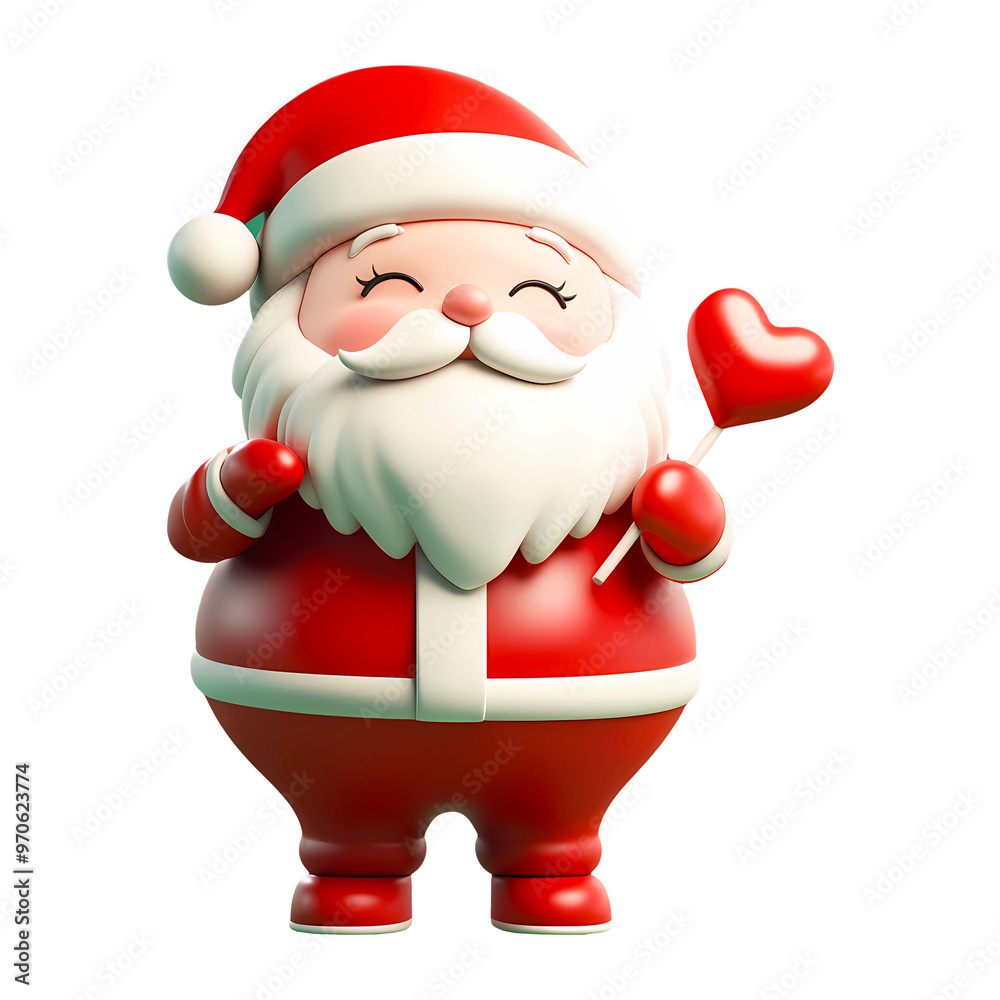 A cheerful Santa Claus character holding a heart-shaped balloon, spreading joy during the festive holiday season on transparent background. Generative ai. A cheerful Santa Claus character holding a heart-shaped balloon, spreading joy during the festive holiday season on transparent background. Generative ai.