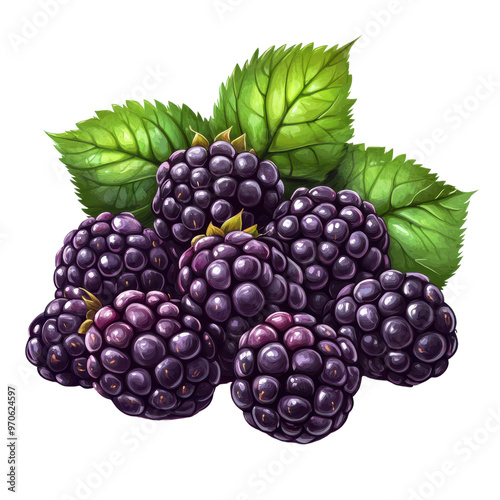 Wallpaper Mural Fresh blackberries with vibrant green leaves, perfect for highlighting natural beauty and healthy eating. Torontodigital.ca