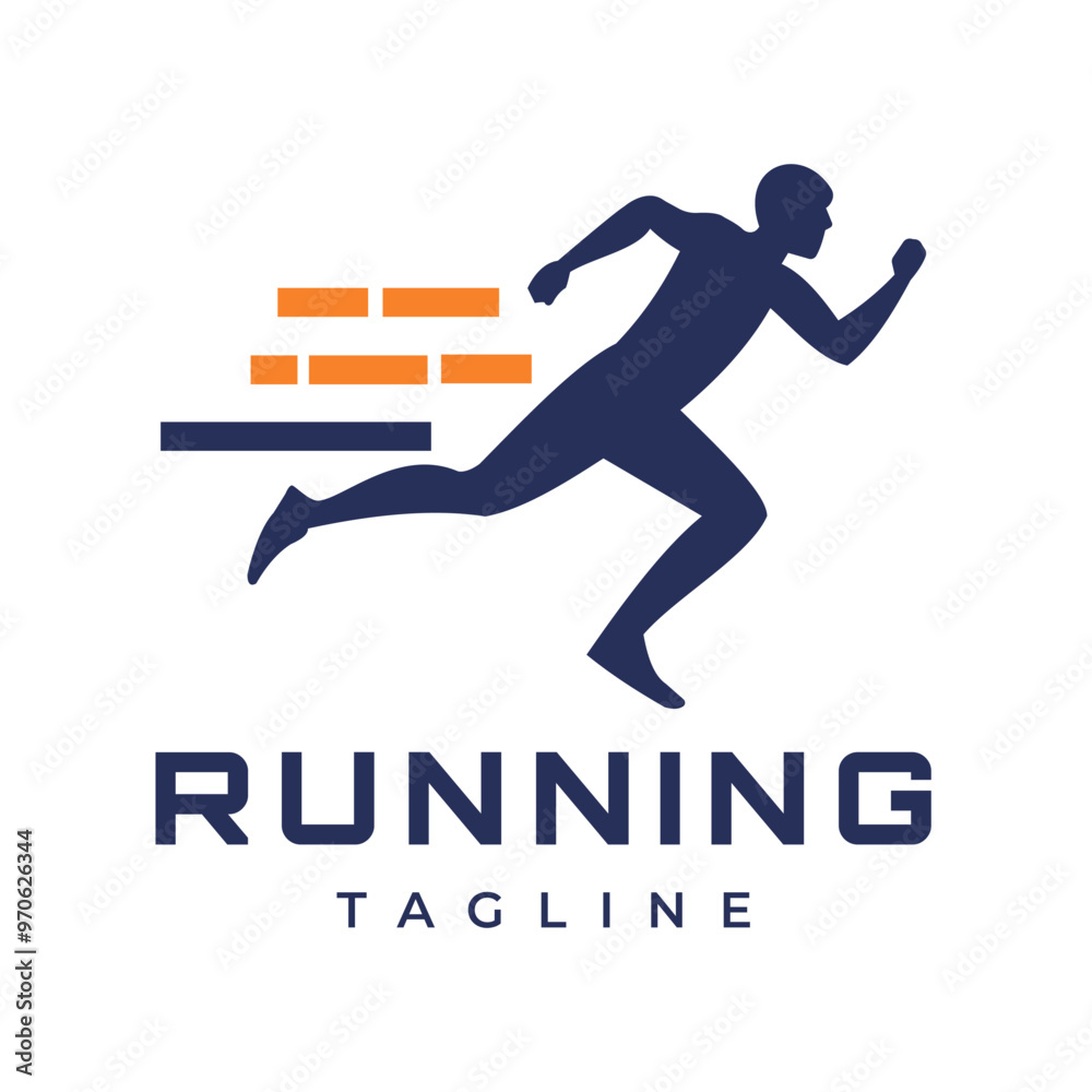 Fototapeta premium Running Man silhouette logo Fast Symbol, Marathon logo template, running club or sports club