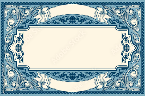 Decorative ornate retro floral blank card