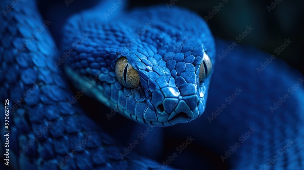 Fototapeta premium Close-up of blue viper snake head