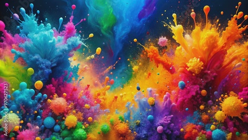 Abstract background created by colorful splashes of paint , abstract, background, splashes, paint, colorful, texture