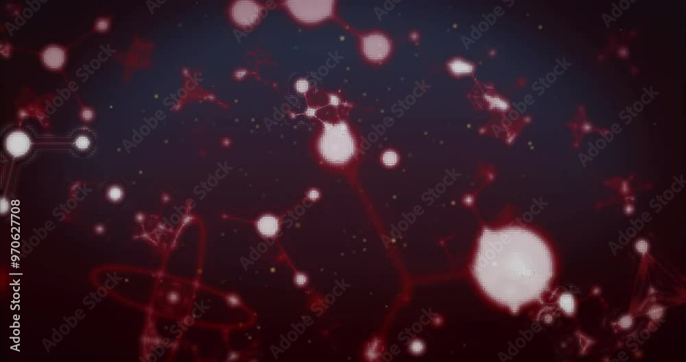 Animation of red and white molecules moving on black background Animation of red and white molecules moving on black background