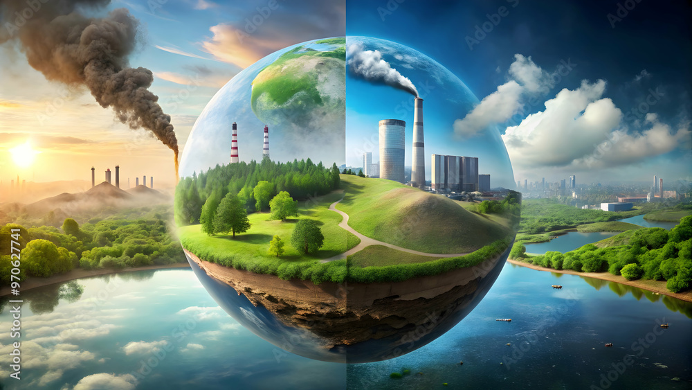 A stark visual representation of the environmental divide. A stark visual representation of the environmental divide.