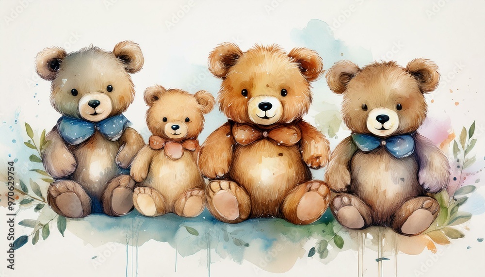 Cute watercolor teddy bears Cute watercolor teddy bears