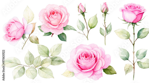 A set of roses isolated from the back,PNG