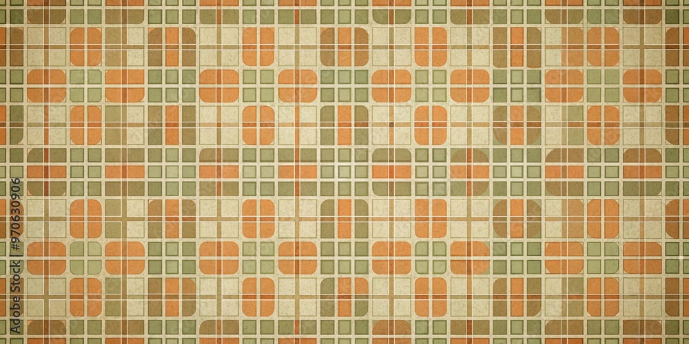 Retro background featuring grid patterns in muted olive and terracotta tones Retro background featuring grid patterns in muted olive and terracotta tones