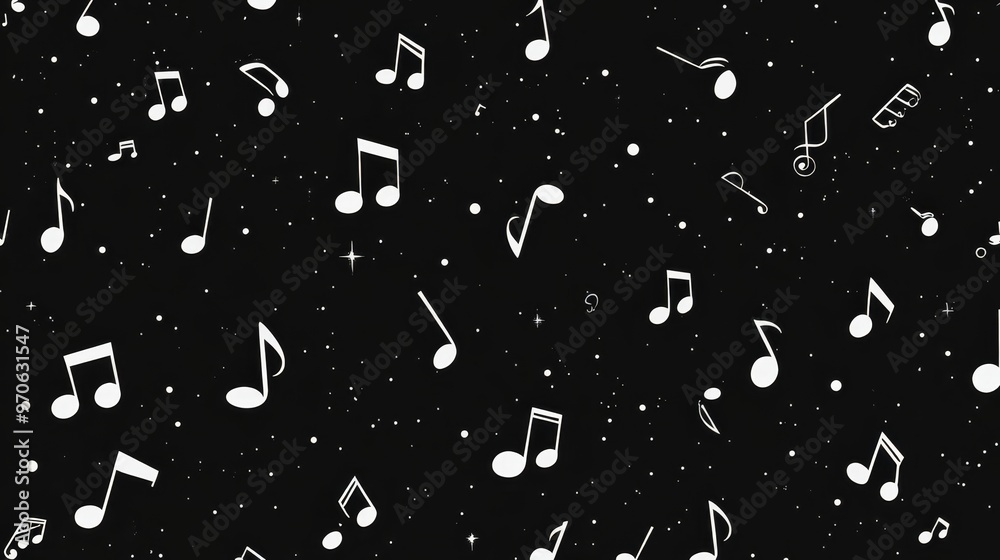Black and White Music Notes Seamless Pattern Black and White Music Notes Seamless Pattern