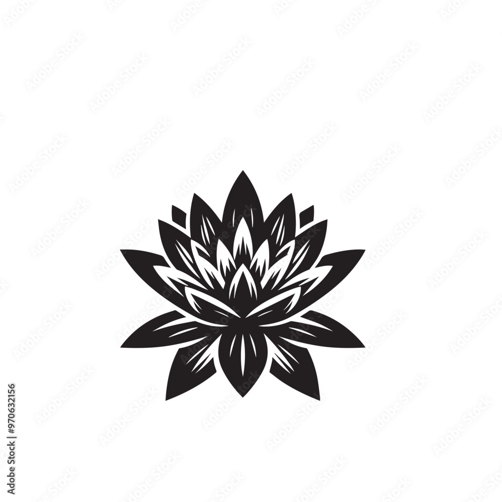 Waterlily vector design. Waterlily logo, icon design. Waterlily vector illustration black and white. Waterlily vector design. Waterlily logo, icon design. Waterlily vector illustration black and white.