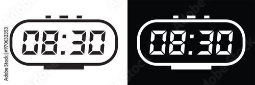 Digital clock number set. Electronic figures. Digital alarm clock. set of red and green led digital clock number isolated on white and transparent background. Vector illustration in eps 10.