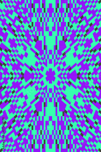Abstract Geometric cyberpunk retro futuristic lo fi 8bit symmetrical background