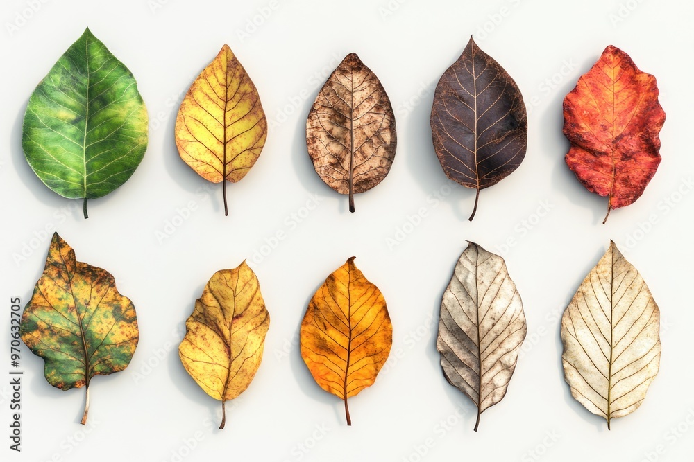 Seasonal changes in leaf color from green to red yellow and brown. Seasonal changes in leaf color from green to red yellow and brown.