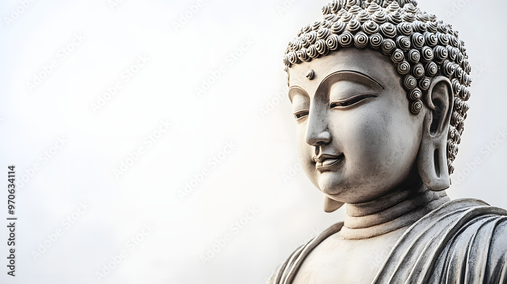 Serene Buddha Statue with White Background Serene Buddha Statue with White Background