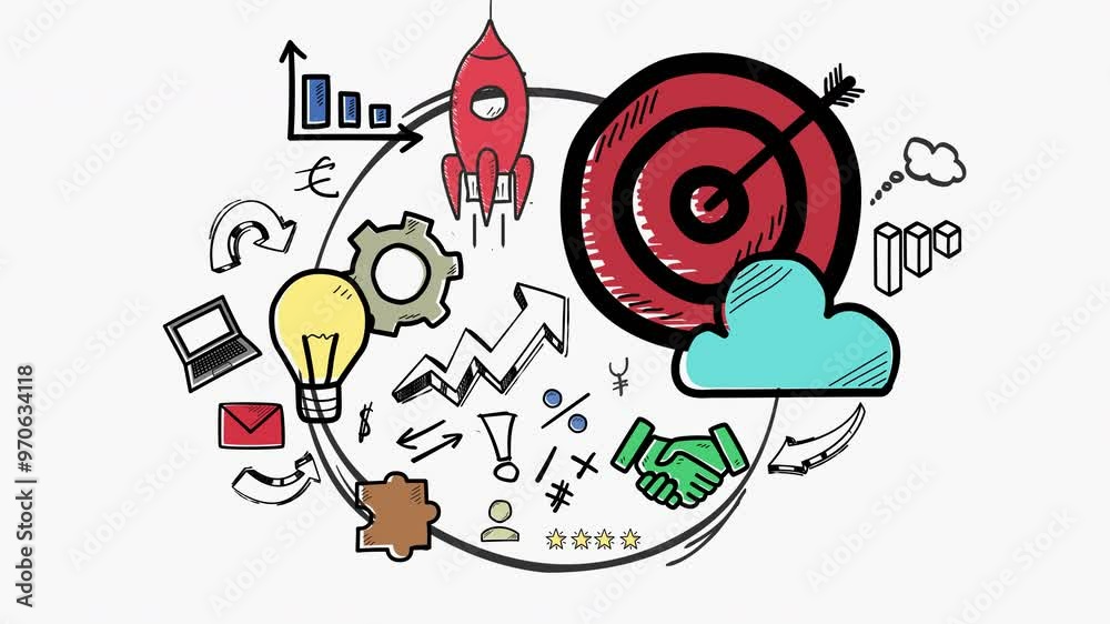 Sketch animation about business goals. Sketch animation about business goals.
