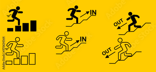 Business success line icon set. Set of 6 outline icons related to personal, professional, and financial growth, progress, achievement. Linear icon collection. Success outline icons collection.