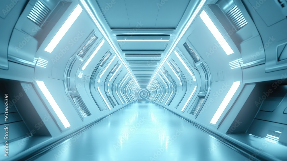High-tech futuristic spacecraft corridor with sleek design, advanced multifunctional materials, and glowing elements, evoking space-age innovation. High-tech futuristic spacecraft corridor with sleek design, advanced multifunctional materials, and glowing elements, evoking space-age innovation.