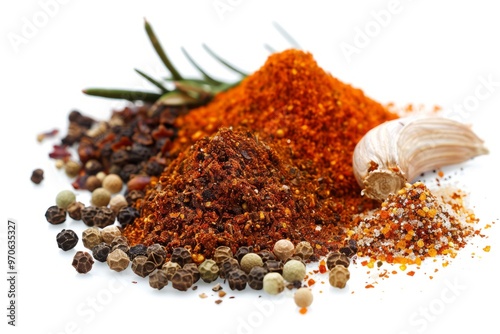 A fresh Cajun spice and Cajun spice Power isolated on white