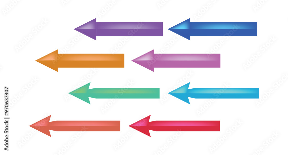 Arrow direction point to the left vector illustration isolated on white background. Arrow direction point to the left vector illustration isolated on white background.
