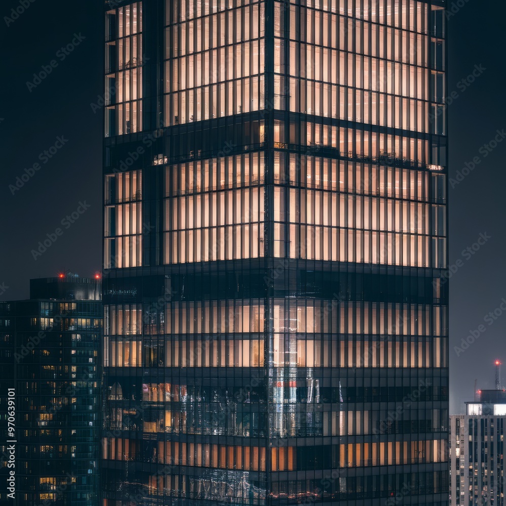 Fototapeta premium Exterior design of a high tower The building is a modern architectural masterpiece