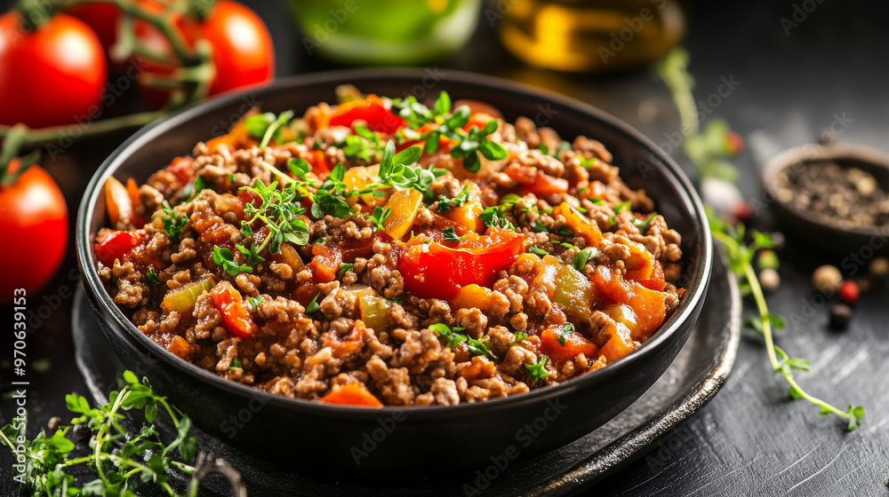 This dish is a healthy and satisfying meal with ground beef and vegetables. It's also low in carbohydrates. This dish is a healthy and satisfying meal with ground beef and vegetables. It's also low in carbohydrates.
