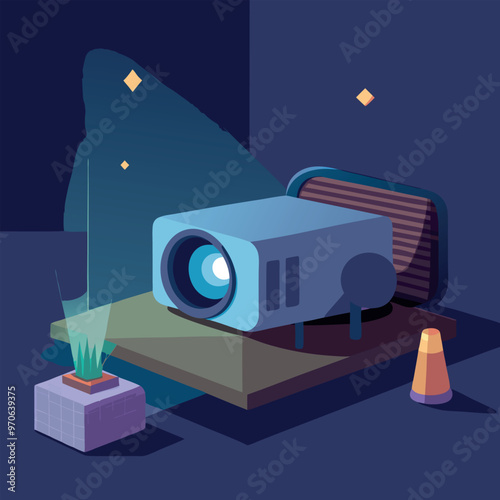 illustration of a compact, portable projector