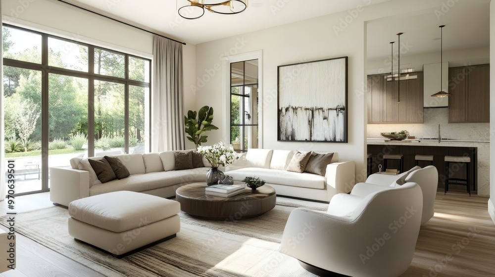 custom made wallpaper toronto digitalModern living room with comfortable seating, elegant design, and a bright, welcoming feel. Perfect blend of style and relaxation.