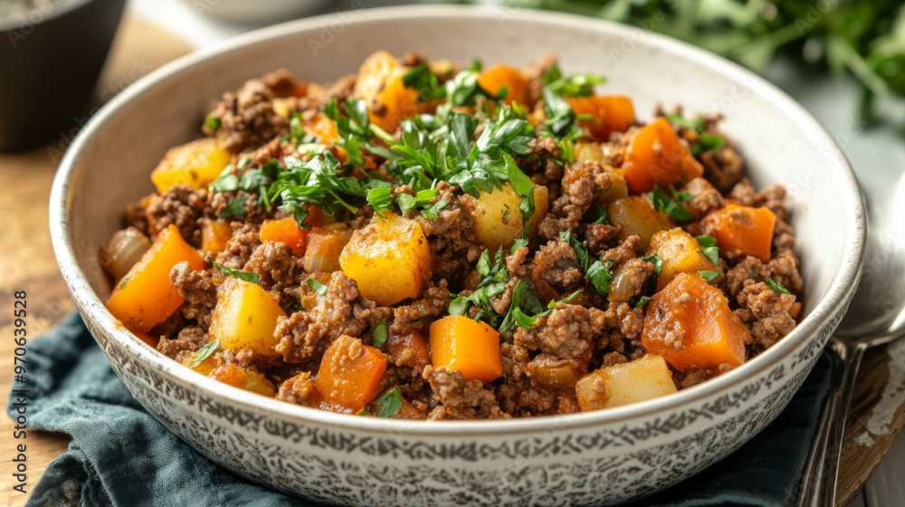 This dish is a healthy and satisfying meal with ground beef and vegetables. It's also low in carbohydrates. This dish is a healthy and satisfying meal with ground beef and vegetables. It's also low in carbohydrates.