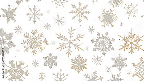 Christmas Snowflakes Seamless Pattern on Black Background Isolated on Transparent Background PNG