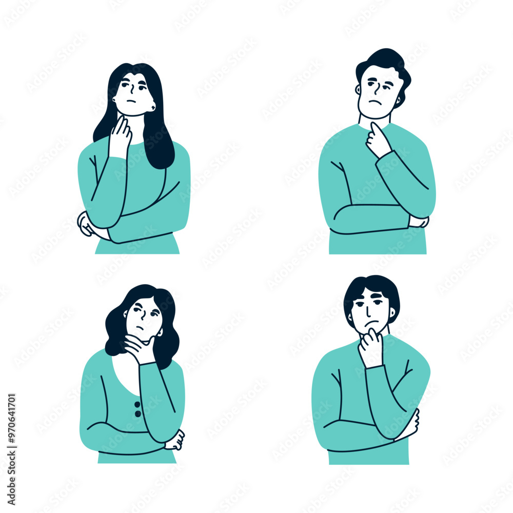 Fototapeta premium person is thinking vector flat illustration