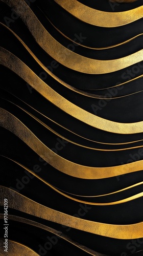 Wallpaper Mural Abstract black and gold wave pattern, textured Torontodigital.ca
