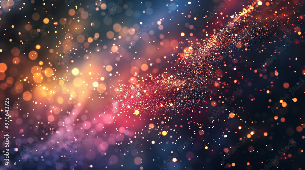 A mesmerizing cosmic scene filled with colorful bokeh effects and sparkling particles against a dark background, creating a sense of depth and wonder. A mesmerizing cosmic scene filled with colorful bokeh effects and sparkling particles against a dark background, creating a sense of depth and wonder.