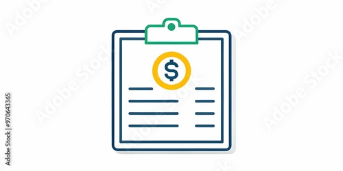 Flat Vector Illustration of Floating Financial Document with Dollar Sign, Emphasizing Profitability and Financial Management in Modern Design