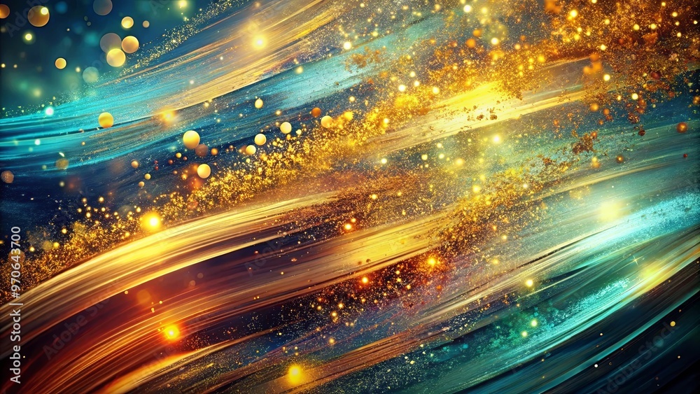 Abstract background with energetic brush strokes and shimmering metallic details Abstract background with energetic brush strokes and shimmering metallic details