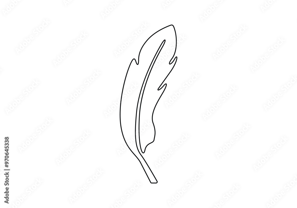 Bird feather continuous one line drawing. Isolated on white background vector illustration Bird feather continuous one line drawing. Isolated on white background vector illustration
