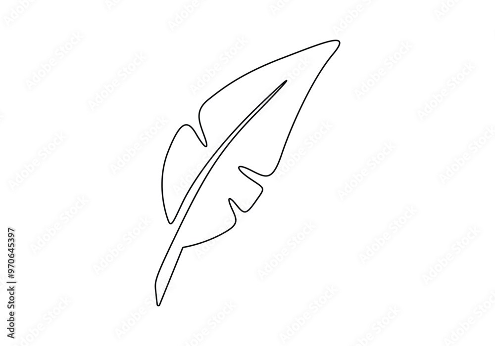 Fototapeta premium Bird feather continuous one line drawing. Isolated on white background vector illustration