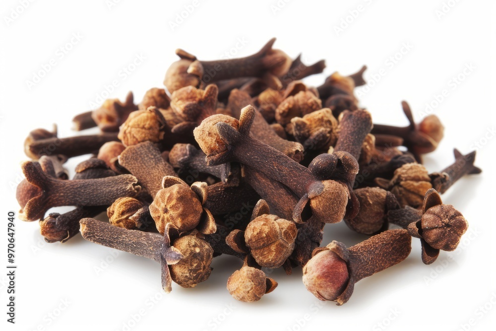 A fresh Cloves and Cloves Power isolated on white A fresh Cloves and Cloves Power isolated on white