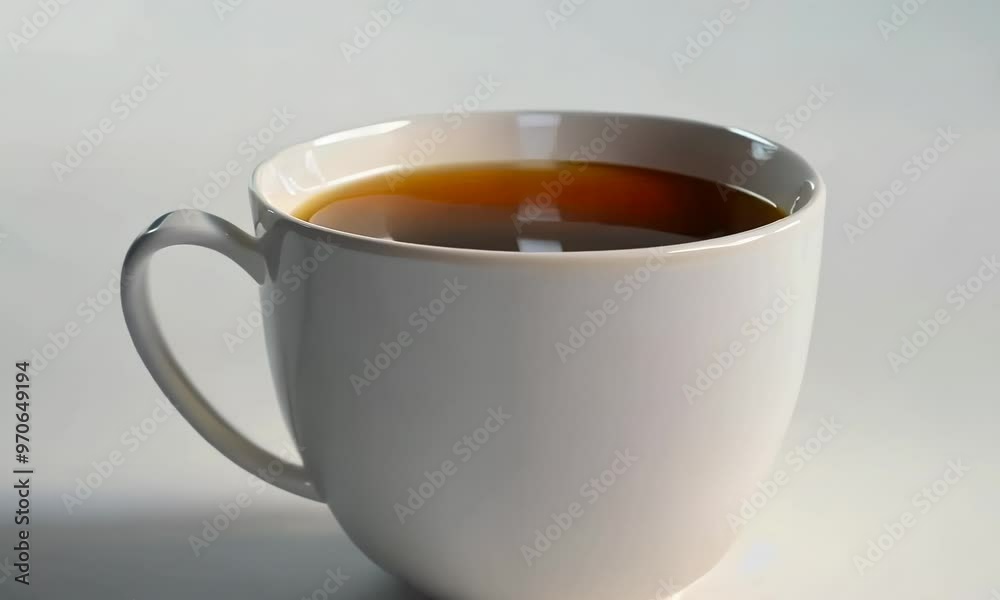 White ceramic mug with tea on white background, Video White ceramic mug with tea on white background, Video