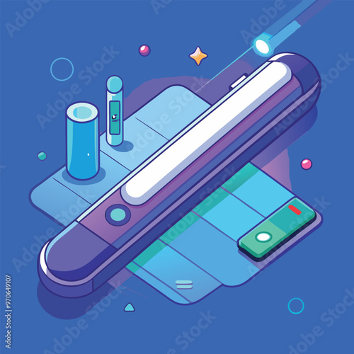 illustration of a portable UV sanitizing wand with a sleek