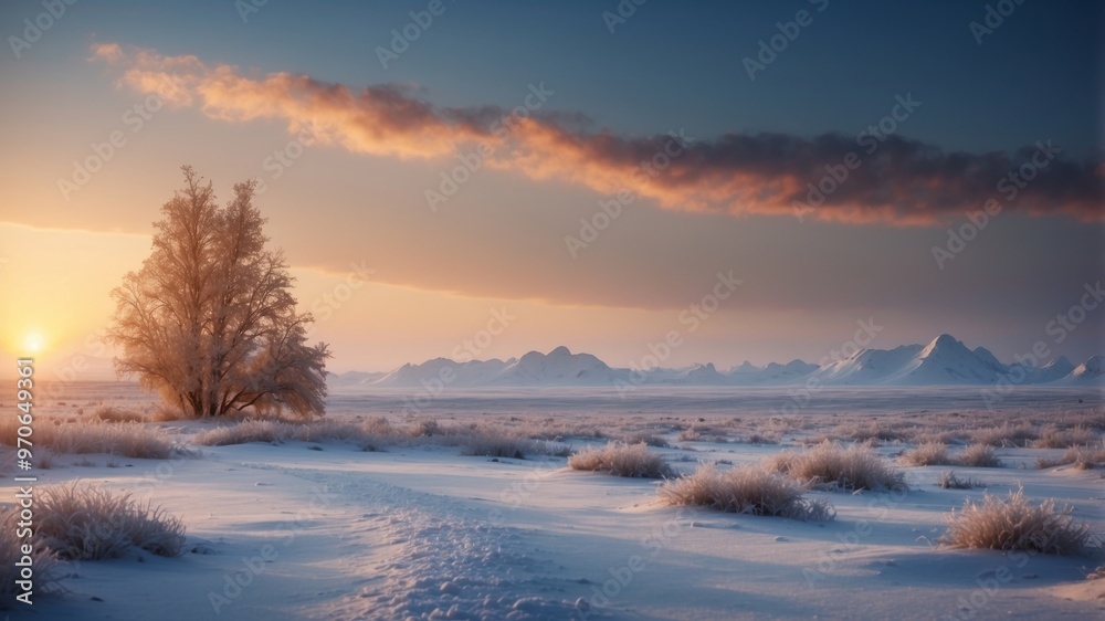 Tundra landscape along with vast stretches of snow and ice. Tundra landscape along with vast stretches of snow and ice.