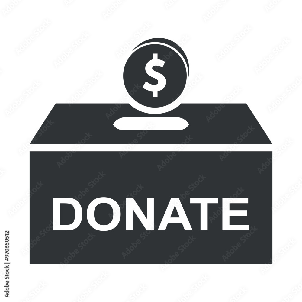 Donate icon featuring a coin dropping into a donation box against a plain background for charitable contributions and fundraising efforts Donate icon featuring a coin dropping into a donation box against a plain background for charitable contributions and fundraising efforts