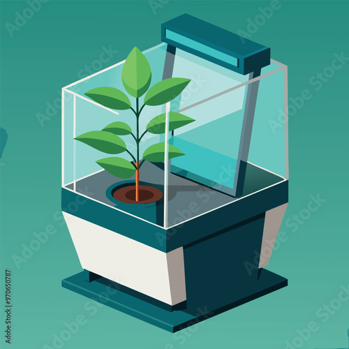 Illustrate a modern self-watering planter with a sleek