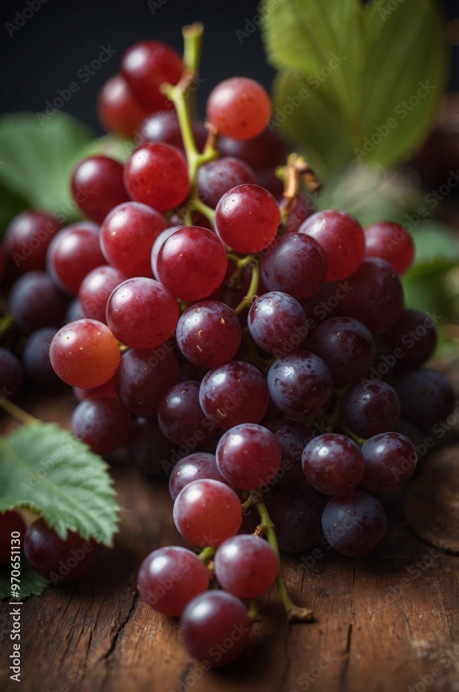 Fototapeta premium A Still Life Featuring a Bunch of Red Grapes.