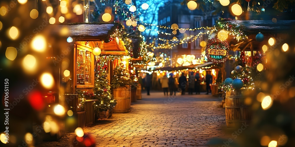 Festive Christmas market lights and decorations Festive Christmas market lights and decorations