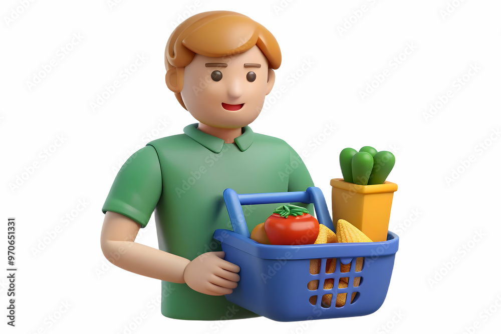Grocery Shopping on a Budget - 3D Concept for Financial Planning Ads: Candid Image of Person Making Savings-Oriented Decisions, Isolated on White - Ideal for Consumer Ads. Grocery Shopping on a Budget - 3D Concept for Financial Planning Ads: Candid Image of Person Making Savings-Oriented Decisions, Isolated on White - Ideal for Consumer Ads.