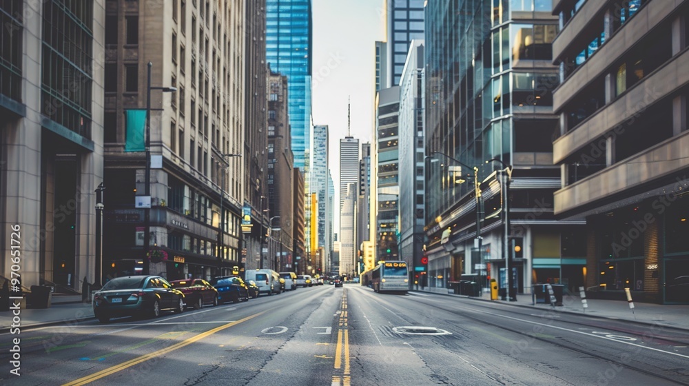 Fototapeta premium A high-rise cityscape showcasing the bustling financial district, representing growth, ambition,