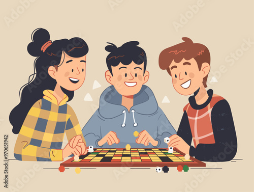 Board Game Bonanza: A Joyful Gathering of Friends Rolled into One Image