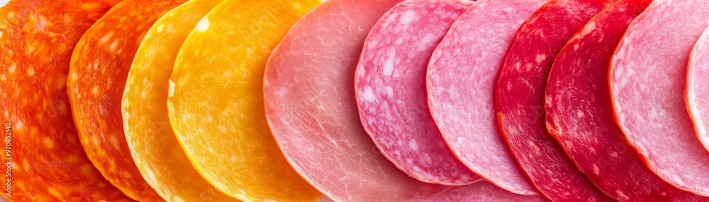 Vibrant Pop Art Deli Meats Display in Retro Style Atmosphere Vibrant Pop Art Deli Meats Display in Retro Style Atmosphere